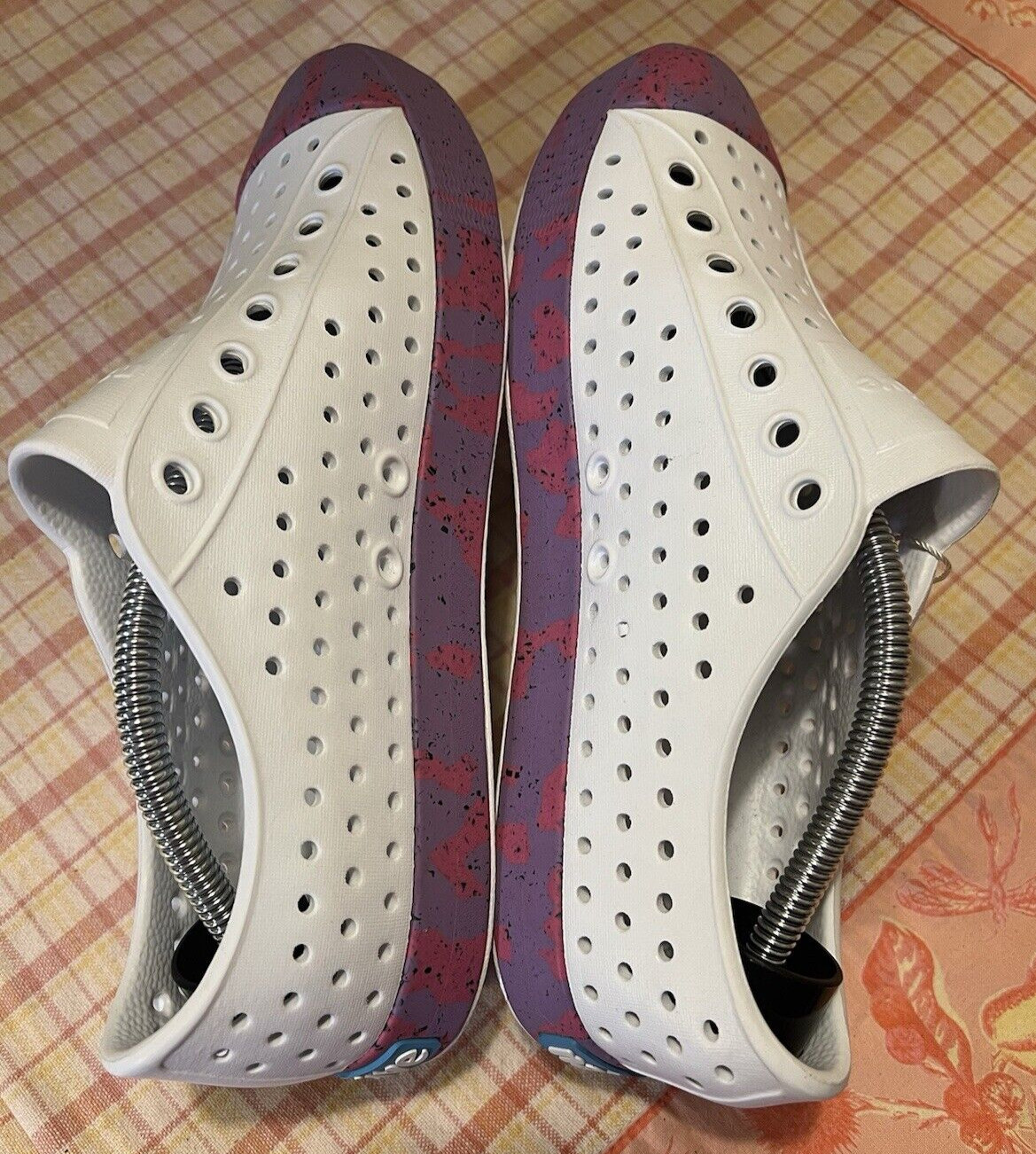 Native Jefferson Shoe White Purple Pink Sea Fan Dazzle Marble Slip On W8/M6 NWT