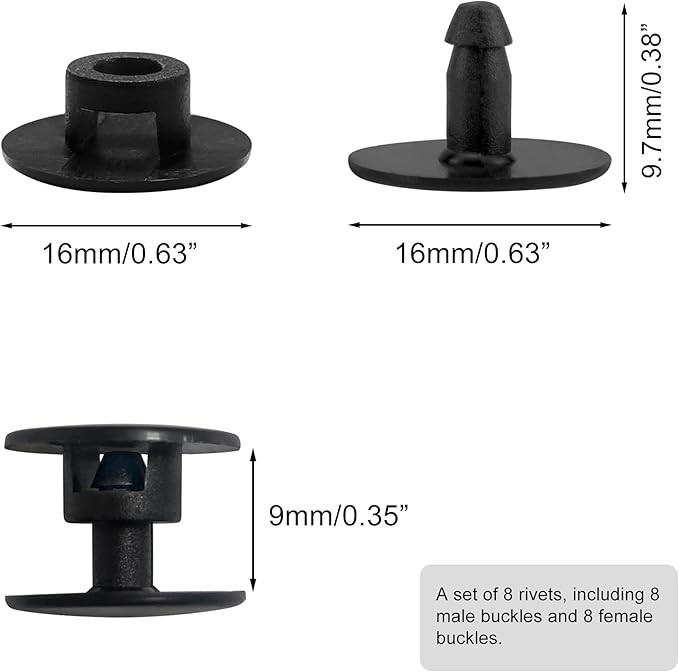 8 Sets Replacement Rivets, Clogs Shoe Strap Repair Fastener Button, Black Riv…