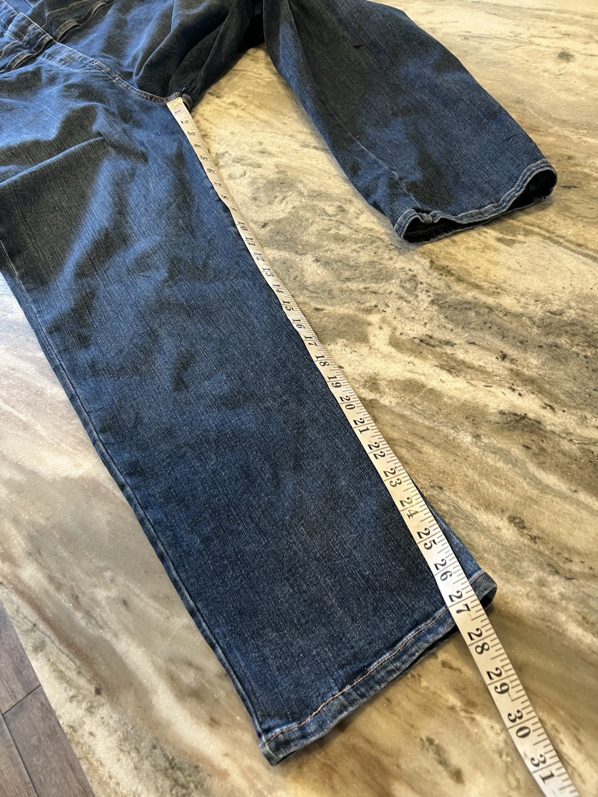 RIVET UTILITY L/XL Blue Denim Jumpsuit Short Sleeve Rebel Stone Wash Stretch