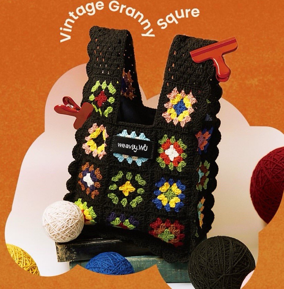 Handmade Crochet Tote Bag for Women – Colorful Granny Square Knit Shoulder Bag