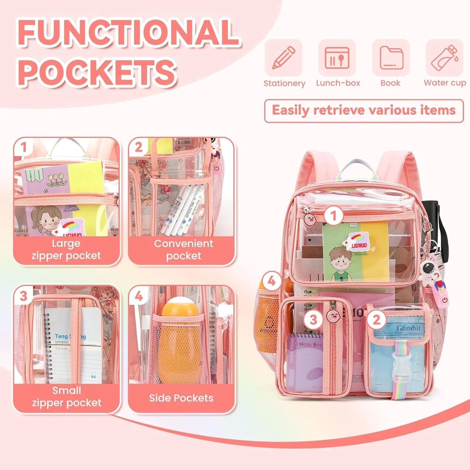 Clear Backpack Heavy Duty Transparent Backpacks Stadium Approved Women Men Kids