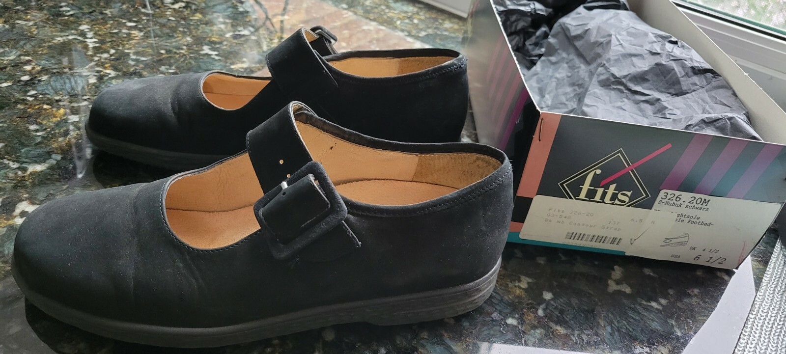 FITS by THERESIA WOMENS 6.5M-WELL MADE-STYLISH BLACK NUBUCK-FREE PRIORITY DELIV