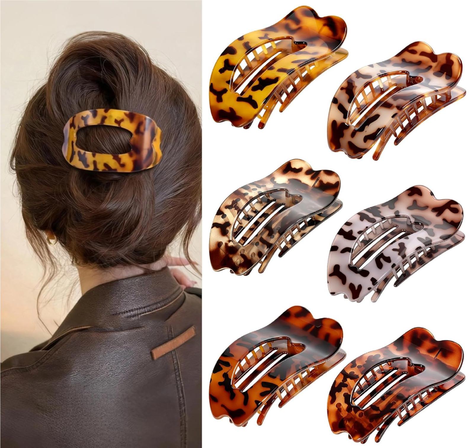 Flat Hair Clips for Women, 6 PCS Flat Claw Clips for Women, Duckbill Hair Clips