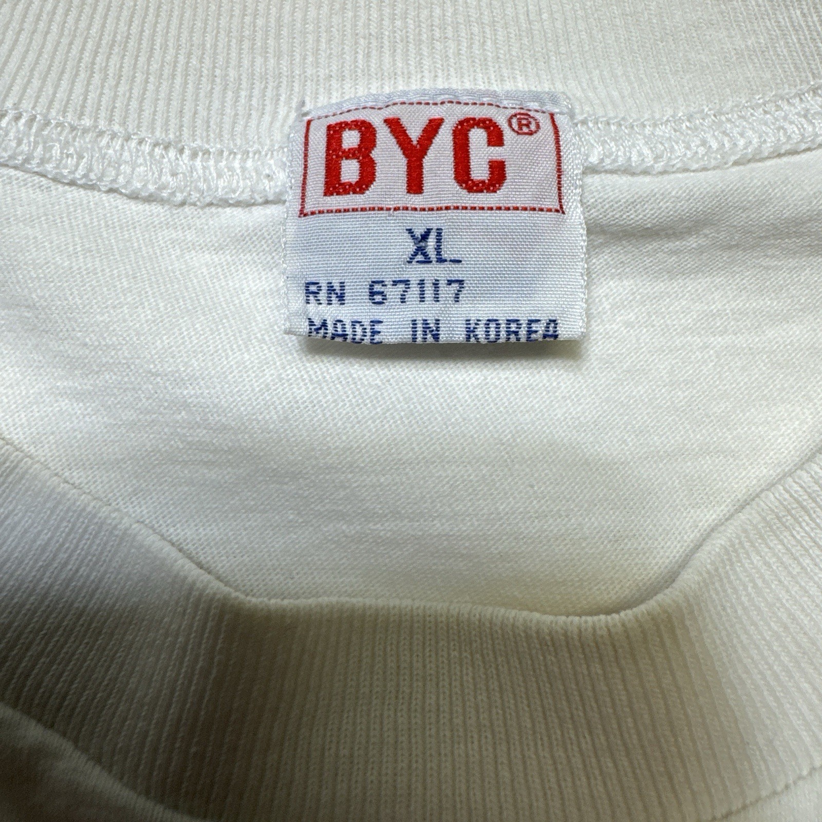 Vintage BYC Hollywood T-Shirt Made in Korea XL Retro Graphic Palm Trees White