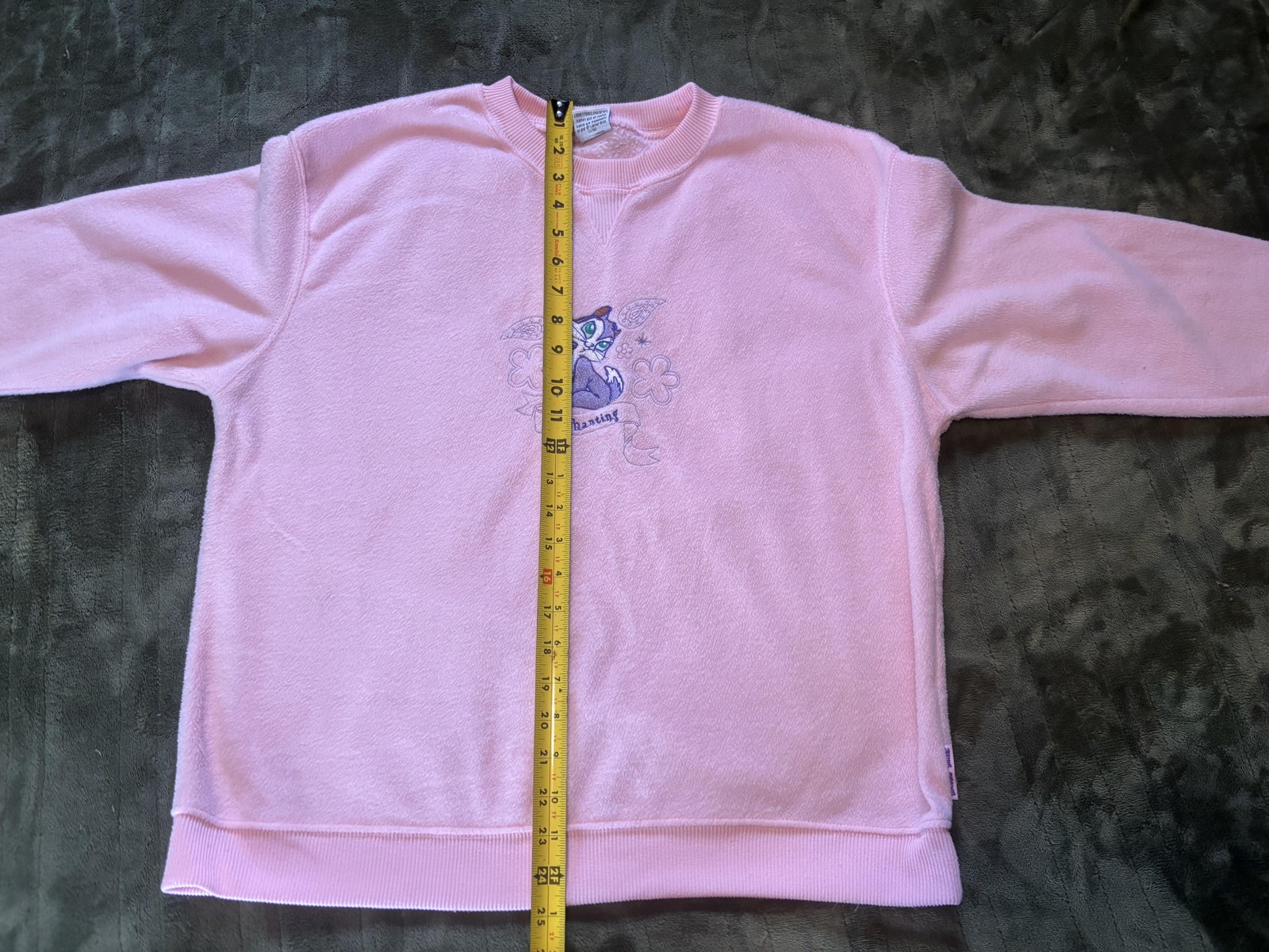 Looney Tunes Sweatshirt Large Pink Enchanting Skunk Graphic Crewneck Fleece
