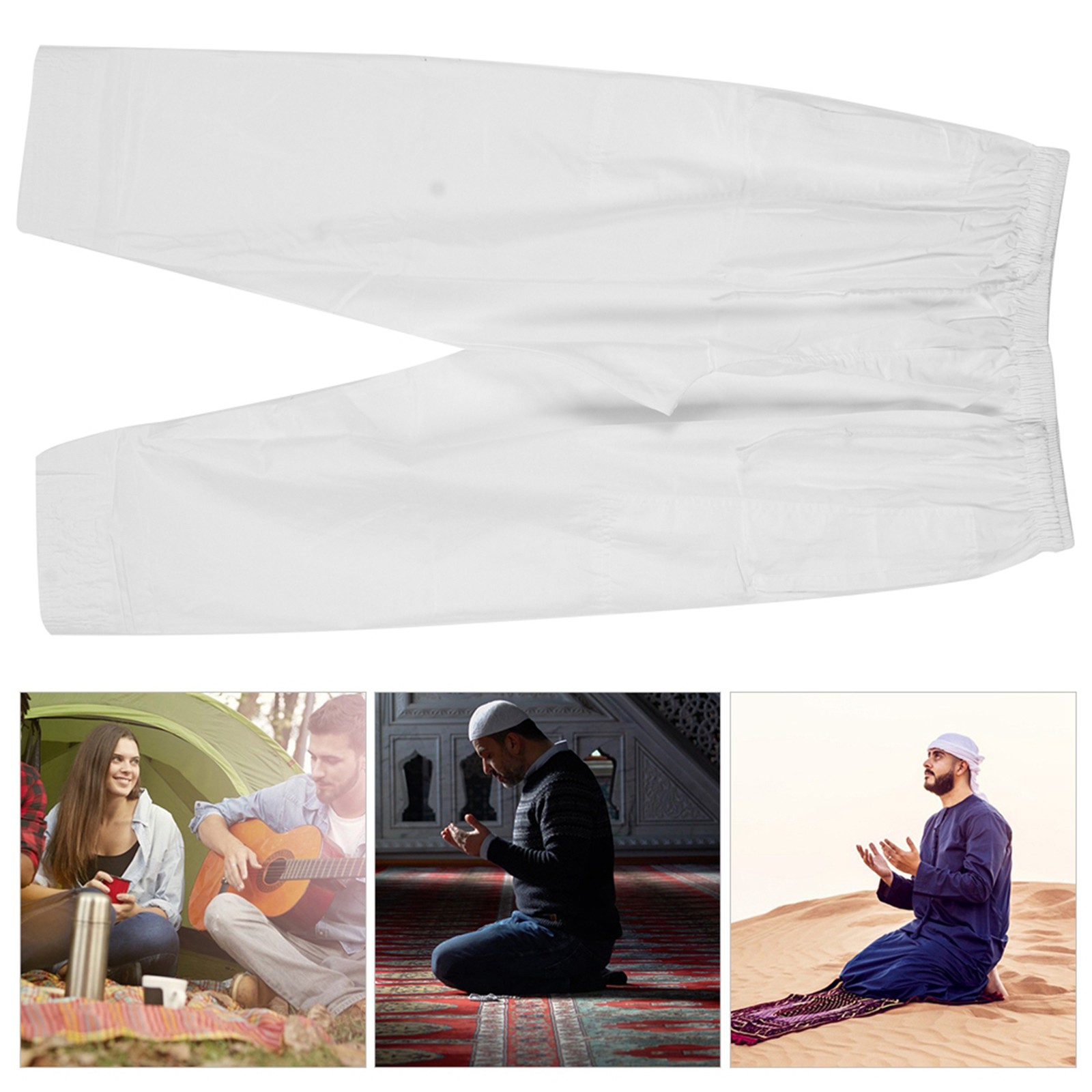 Men Muslim Pants Polyester Cotton LooseStyle With Waist Elastic Band Afghan