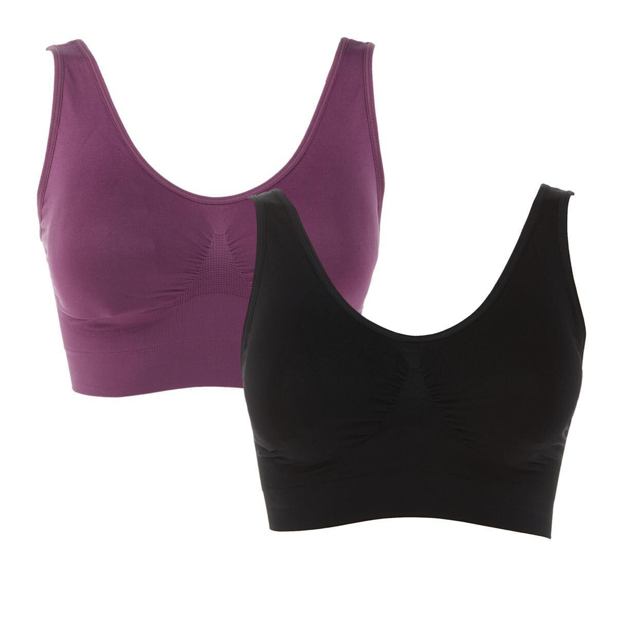 Rhonda Shear Women Ahh Bra 2 Pack with Removable Cup Purple and Pink Medium