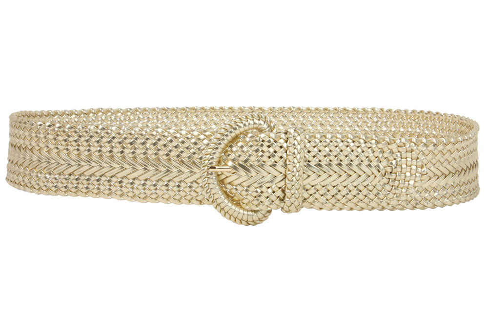 2 Inch Wide Hand Made Soft Metallic Woven Braided Round Belt