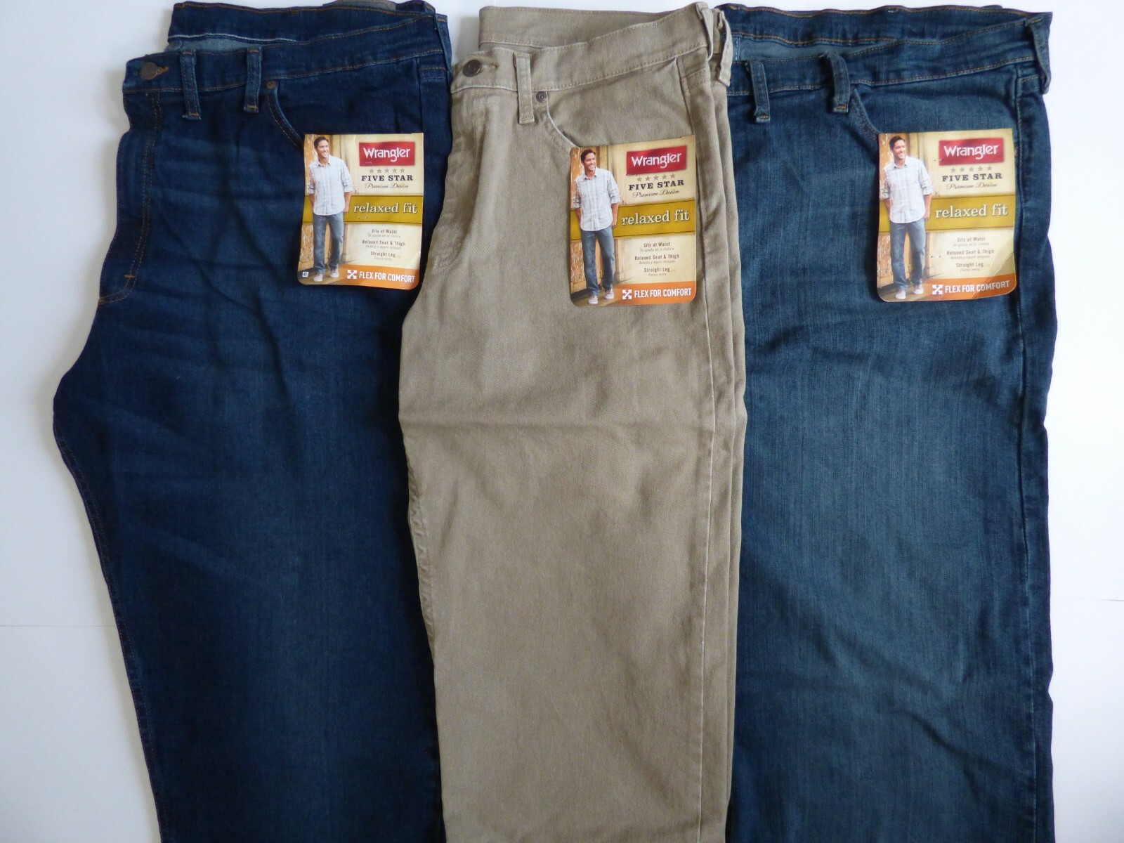 Mens Wrangler Five Star Relaxed Fit Jean with Flex – Size Regular & Big