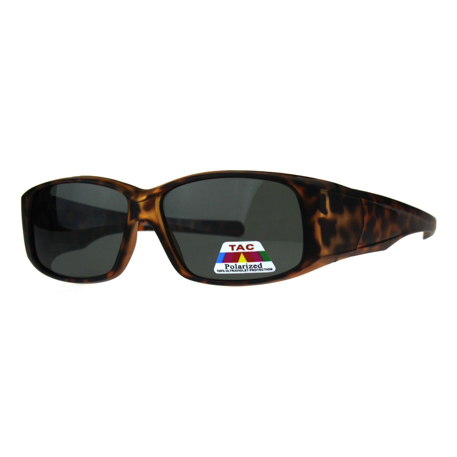 TAC Polarized Lens Fit Over Sunglasses OTG Rectangular Anti-Glare Matte Tort