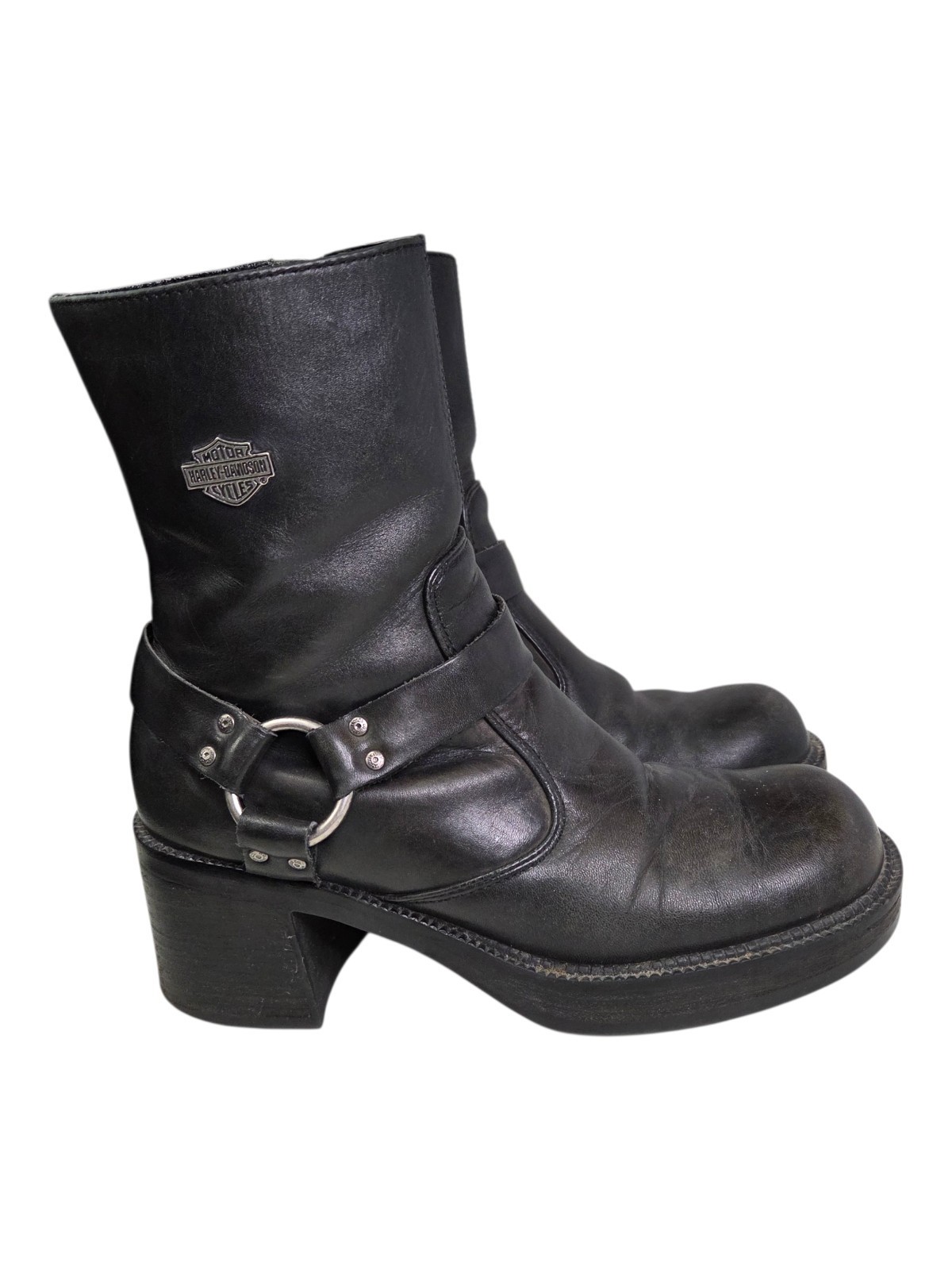Harley Davidson Pavement Harness Boots Womens Black Leather Motorcycle Size 8.5