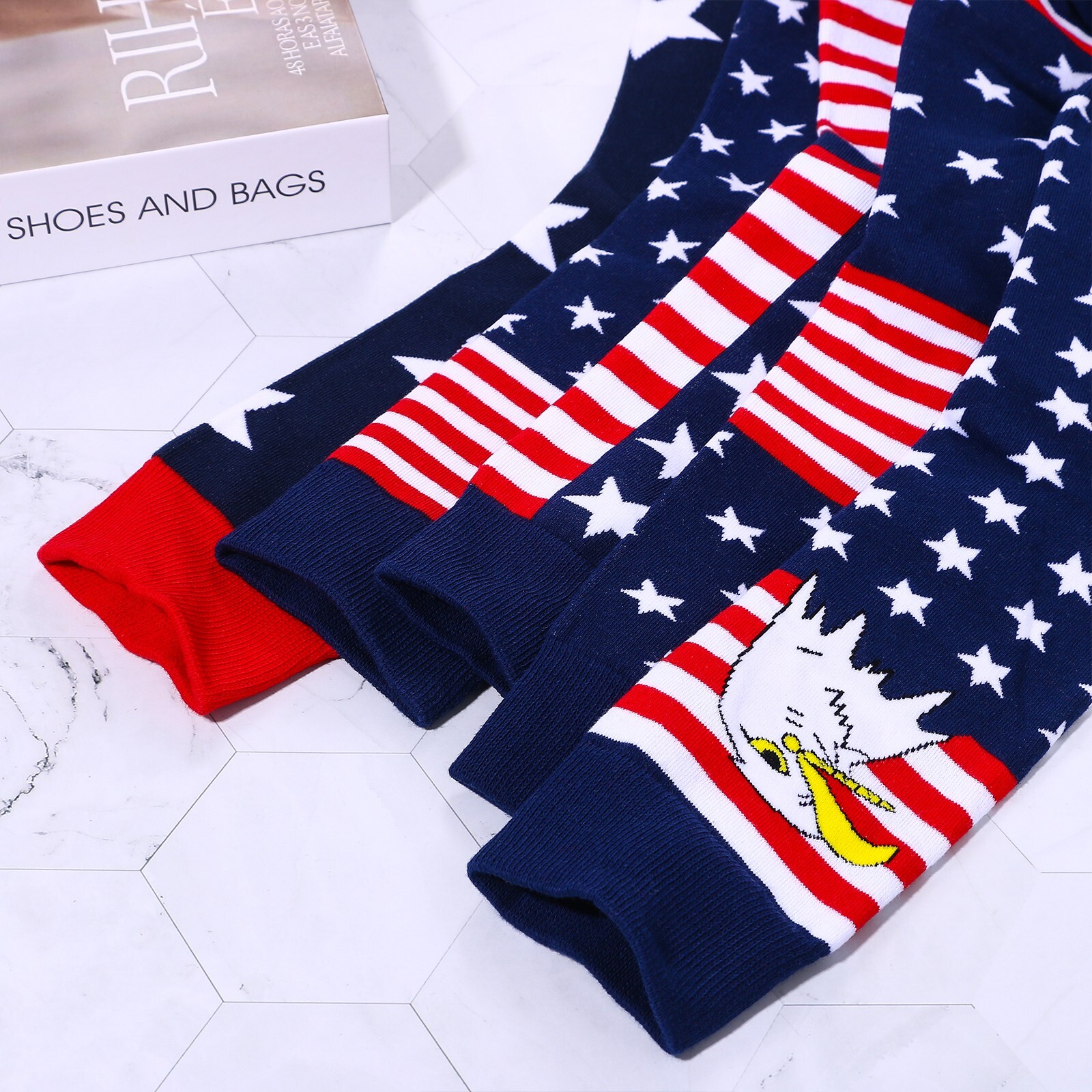 5 Pairs Patriotic American Flag Socks 4th of July Stars&Stripes Socks Men Women