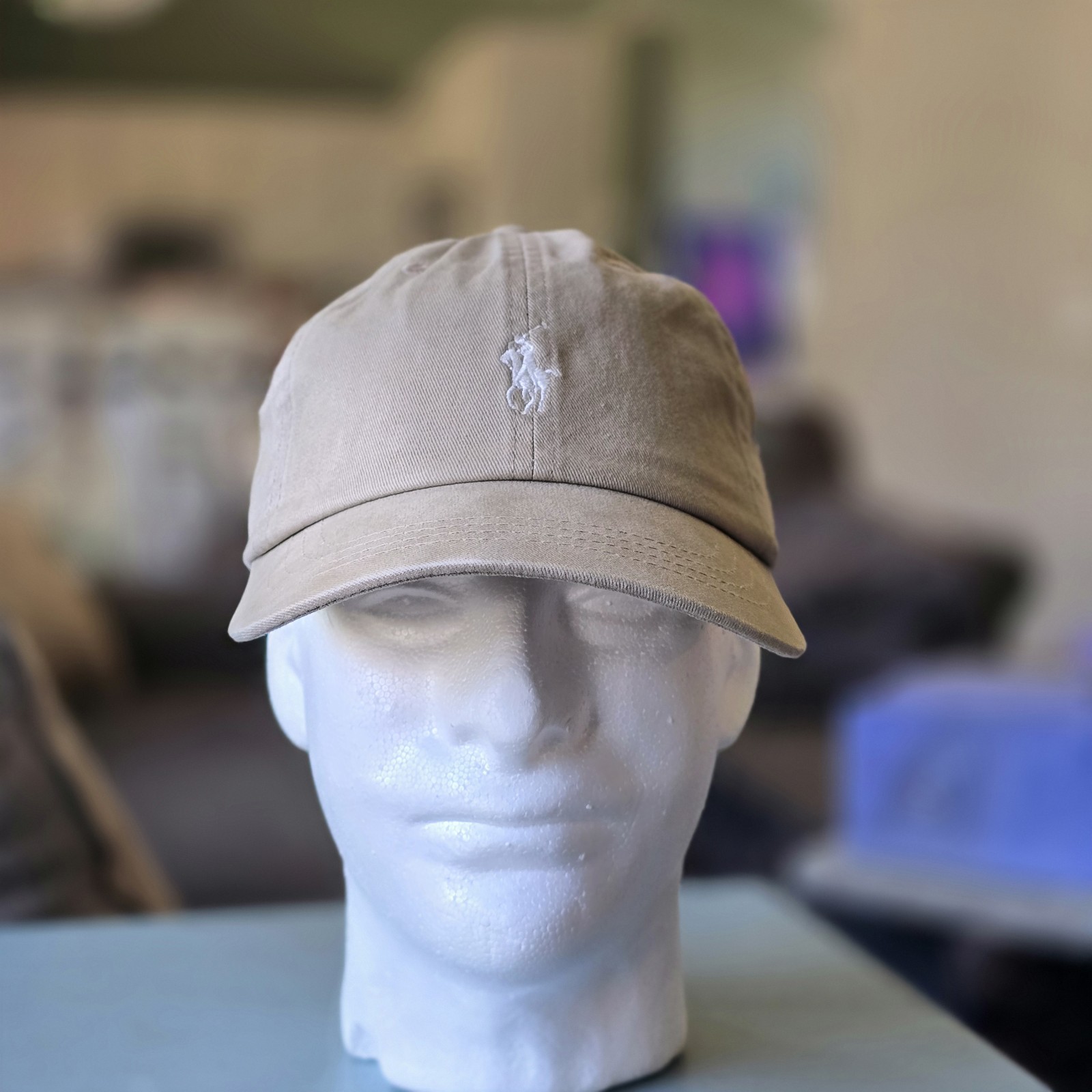 Polo Ralph Lauren Men’s One Size Cotton Chino Adjustable Ball Cap Beige White