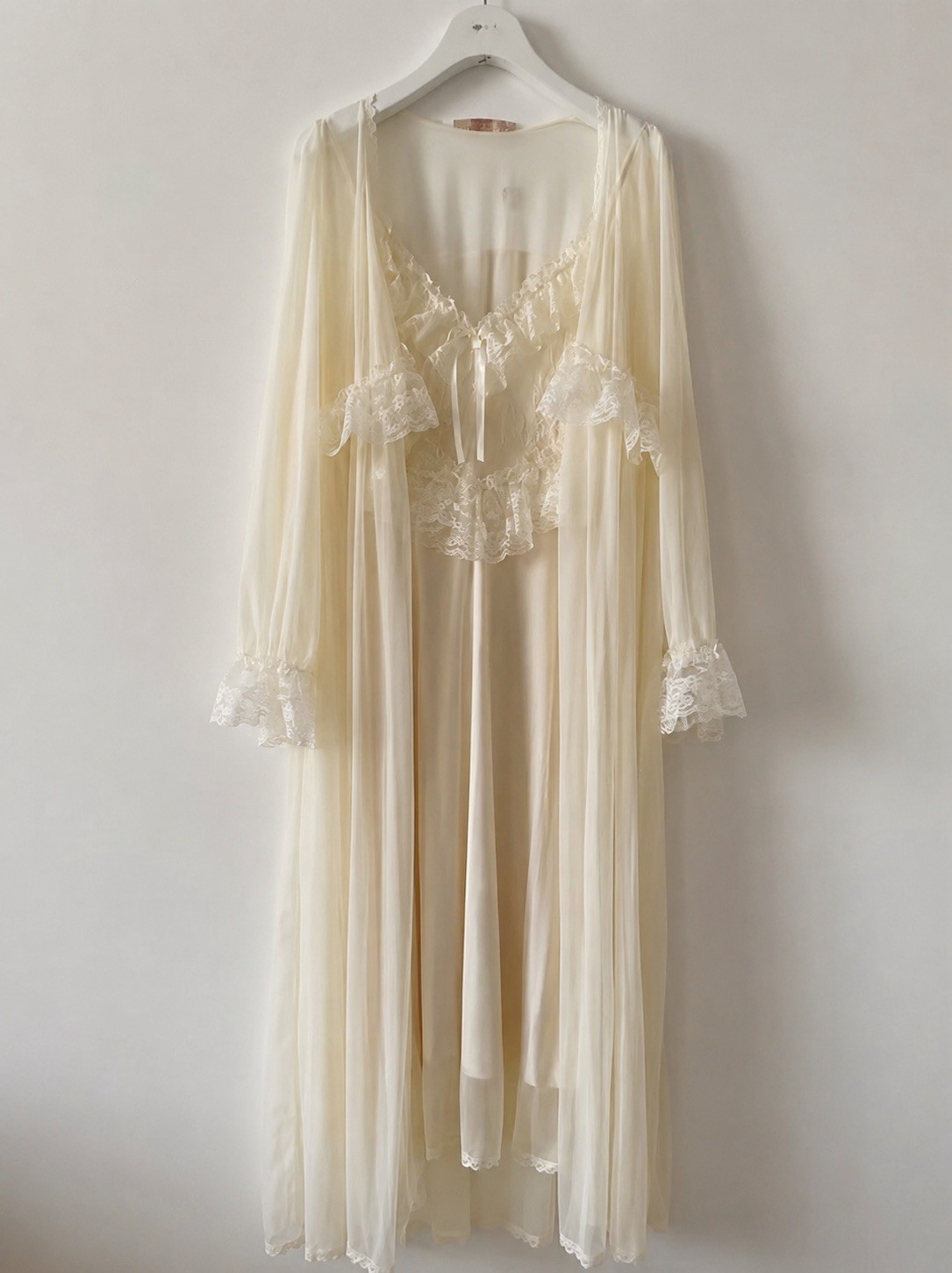 Vintage Style Nightgown & Robe Set Victorian Nightdress Romantic Sleepwear