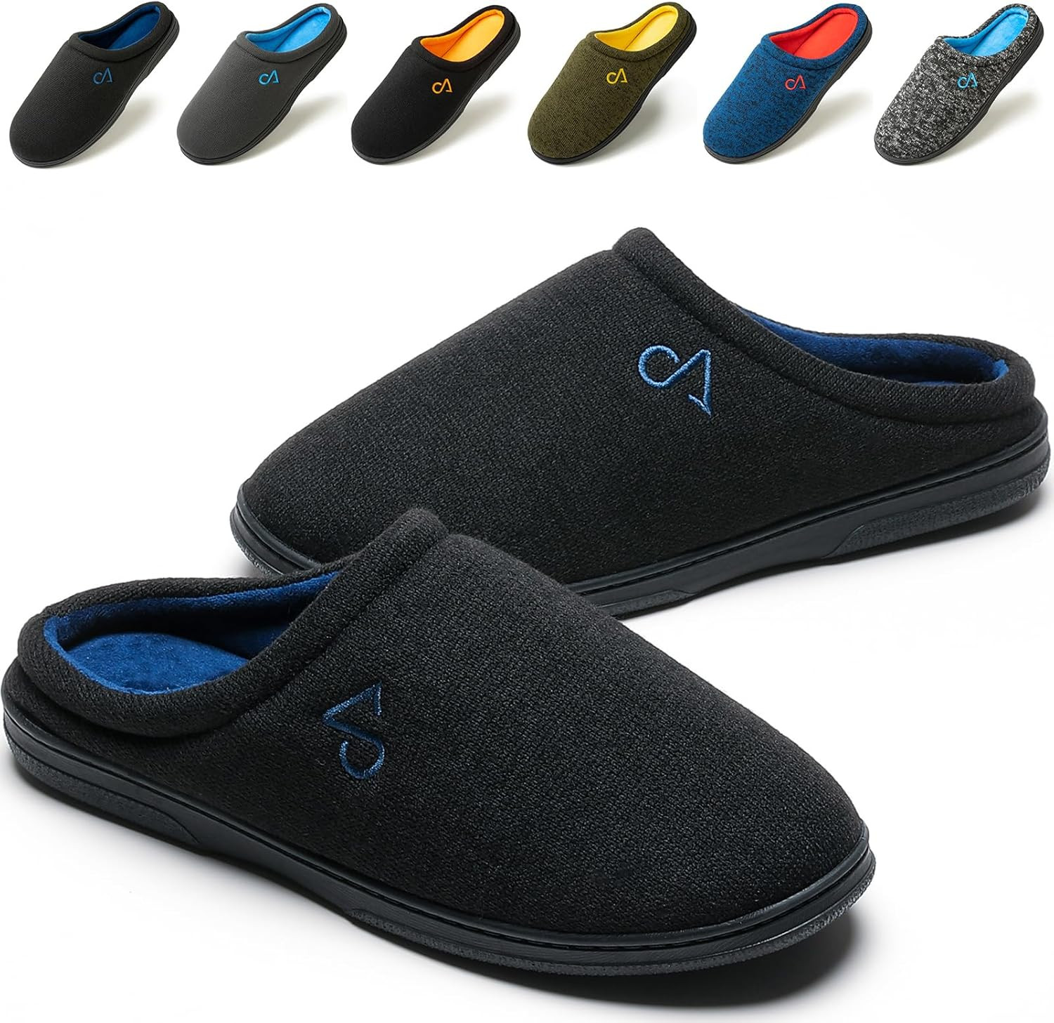 Men’S Cozy House Slippers Indoor Shoes Memory Foam Insoles & Rubber Soles