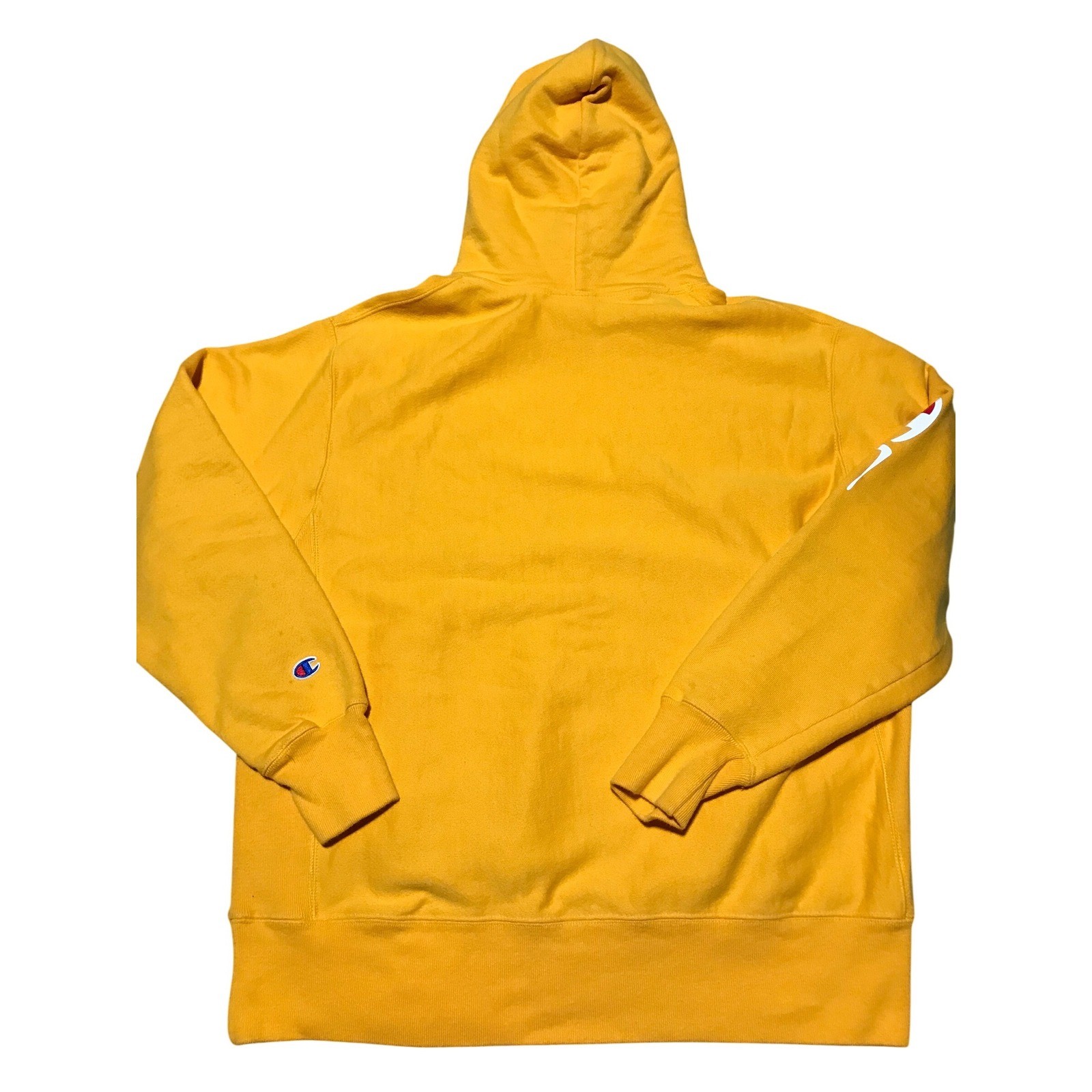 Champion Reverse Weave Gold Yellow Drip Logo Hoodie Mens Large GF68 BYC