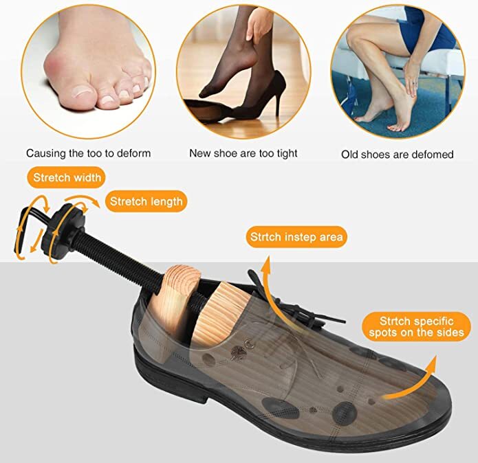 One Pair 2-way Wooden Adjustable Shoe Stretcher for Men Women Size 9-13 US New