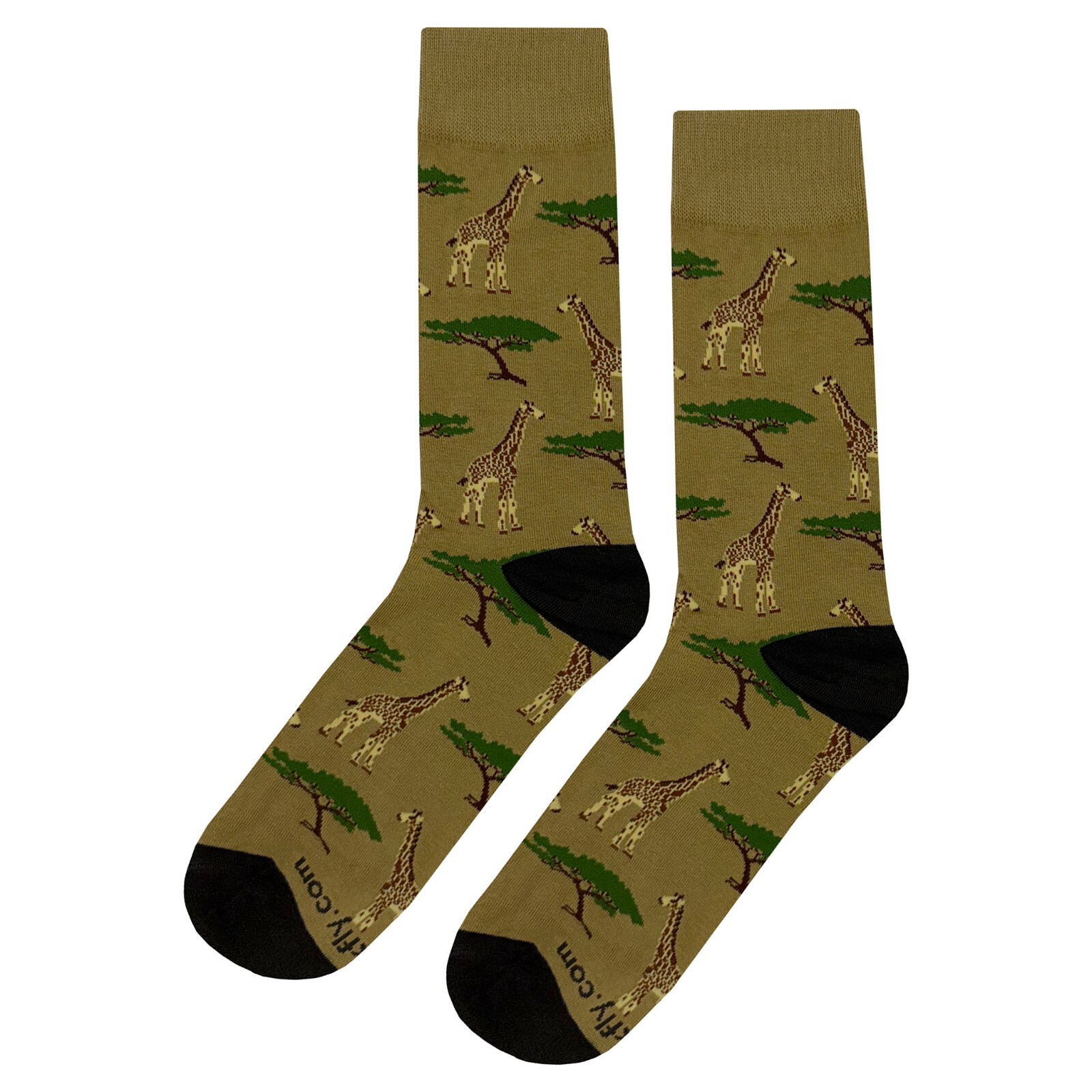 NWT Giraffe Savanna Dress Socks Novelty Men 8-12 Tan Crazy Fun Sockfly
