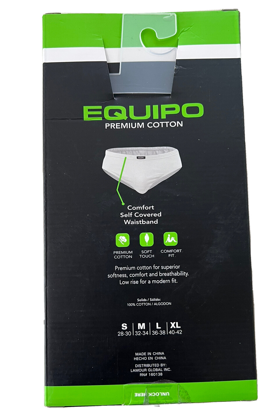 Men’s Equipo 5-Pack Low Rise Briefs (Blue-Black) No Fly Premium Cotton Underwear