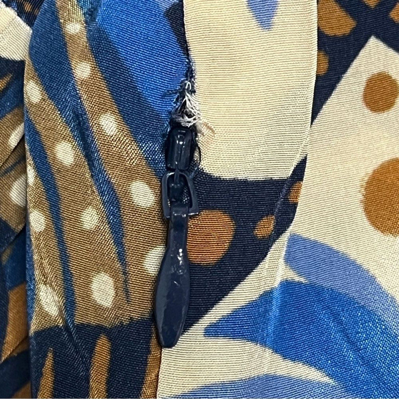 Farm Rio Cocopalm Long Dress with Flutter Sleeves in Blue, Beige, Brown Sz XS