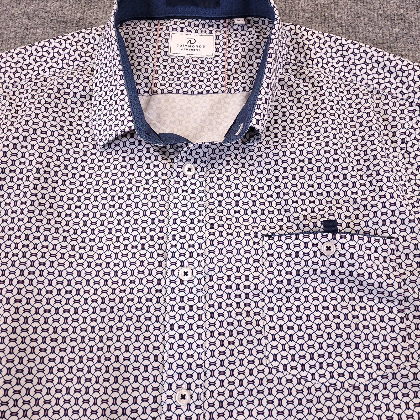 7D 7 Diamonds Halden 4 Way Stretch Woven Shirt Mens XL Abstract Geometric Spread