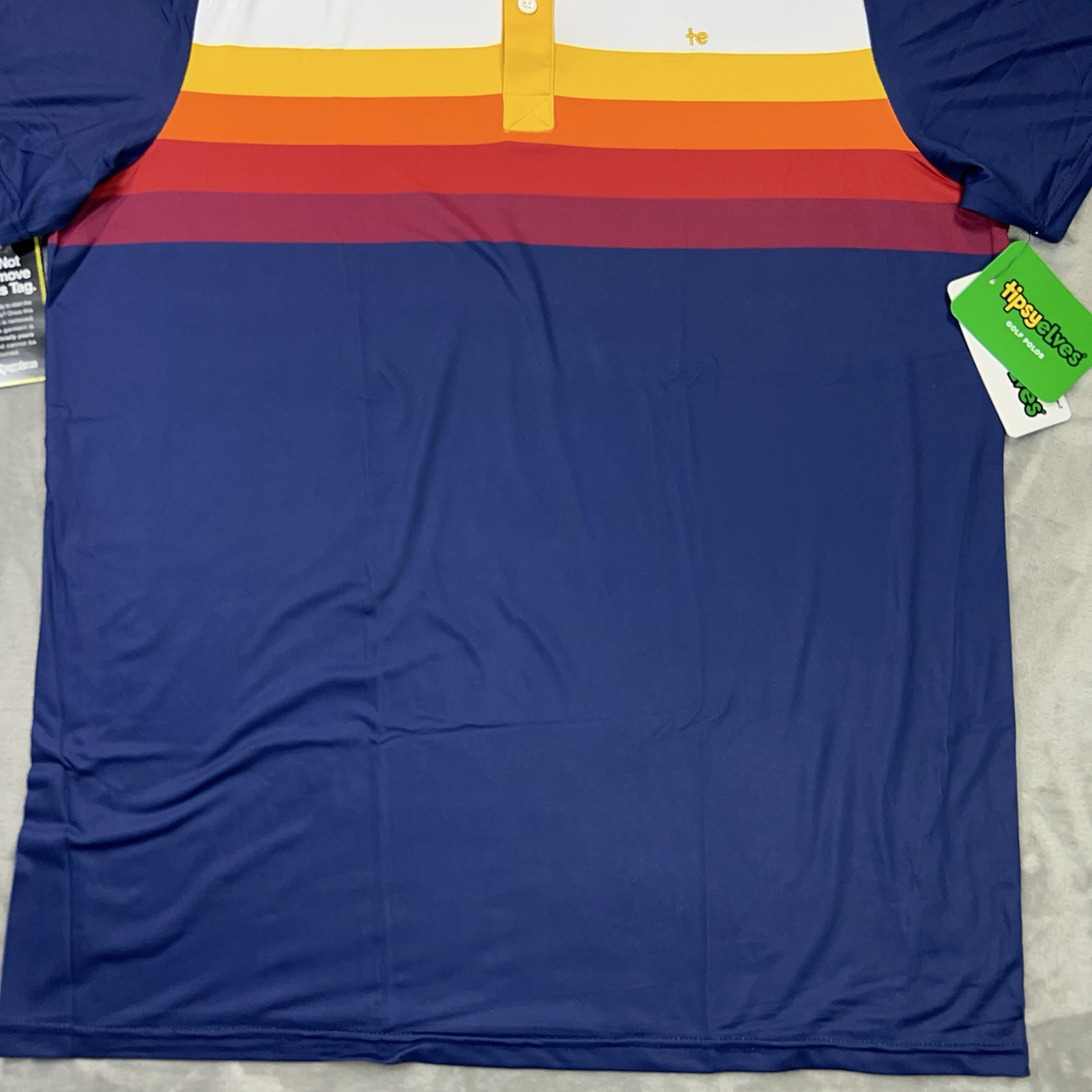 TIPSY ELVES Golf Polo Shirt Men XL Performance Slice Of Sunset Retro Stripes NWT