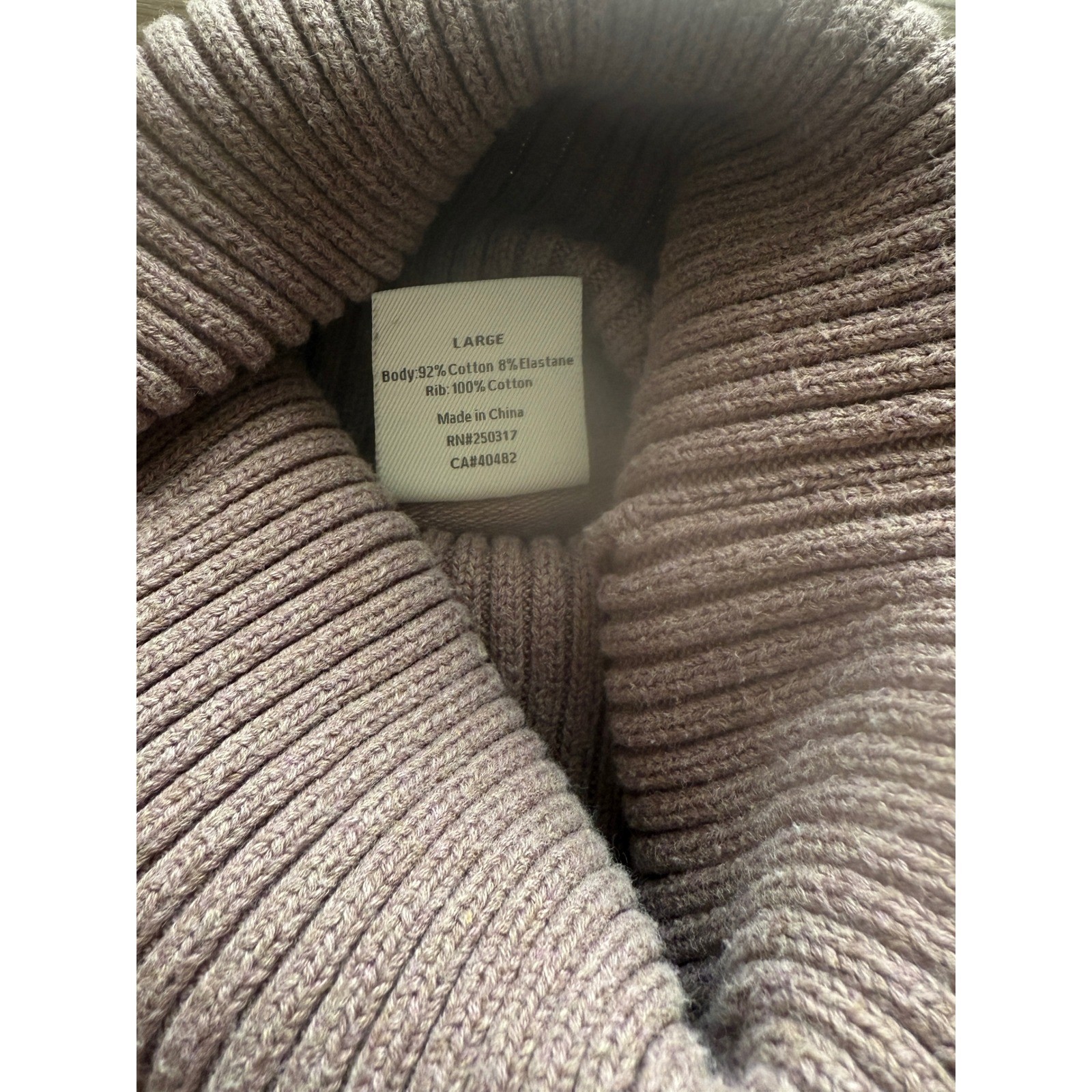 Varley Womens Turtleneck Sweatshirt Mauve Ribbed Knit Crop Drawstring Large