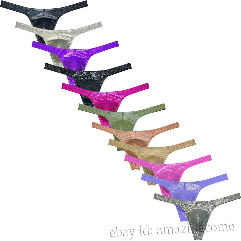 Men Gloss Bikini Thong Underwear Classics T-back Elastic Bulge Pouch Underpants