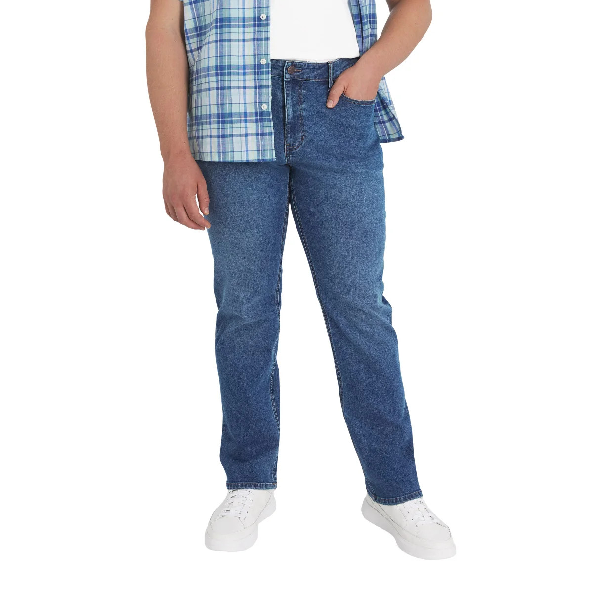 IZOD Men’s Straight Fit Jeans Stretch Heavyweight Denim Blue Dark Blue New 30-42