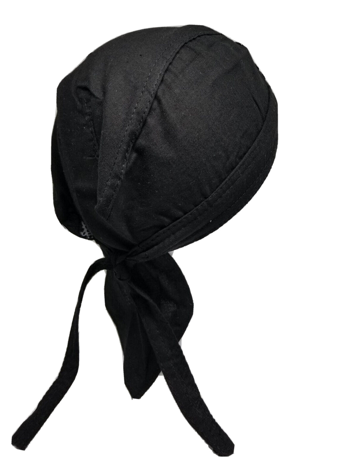 Black Bandana Head Wrap Cap w/ Sweatband Dorag Motorcycle Doo Rag Du Dew Cotton