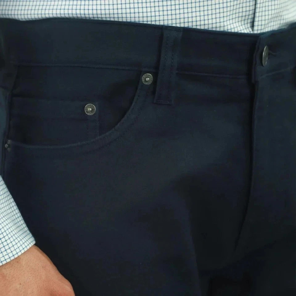Jachs New York Men’s Straight Fit Flex Waistband 5-Pocket Pants, Navy, 32X32