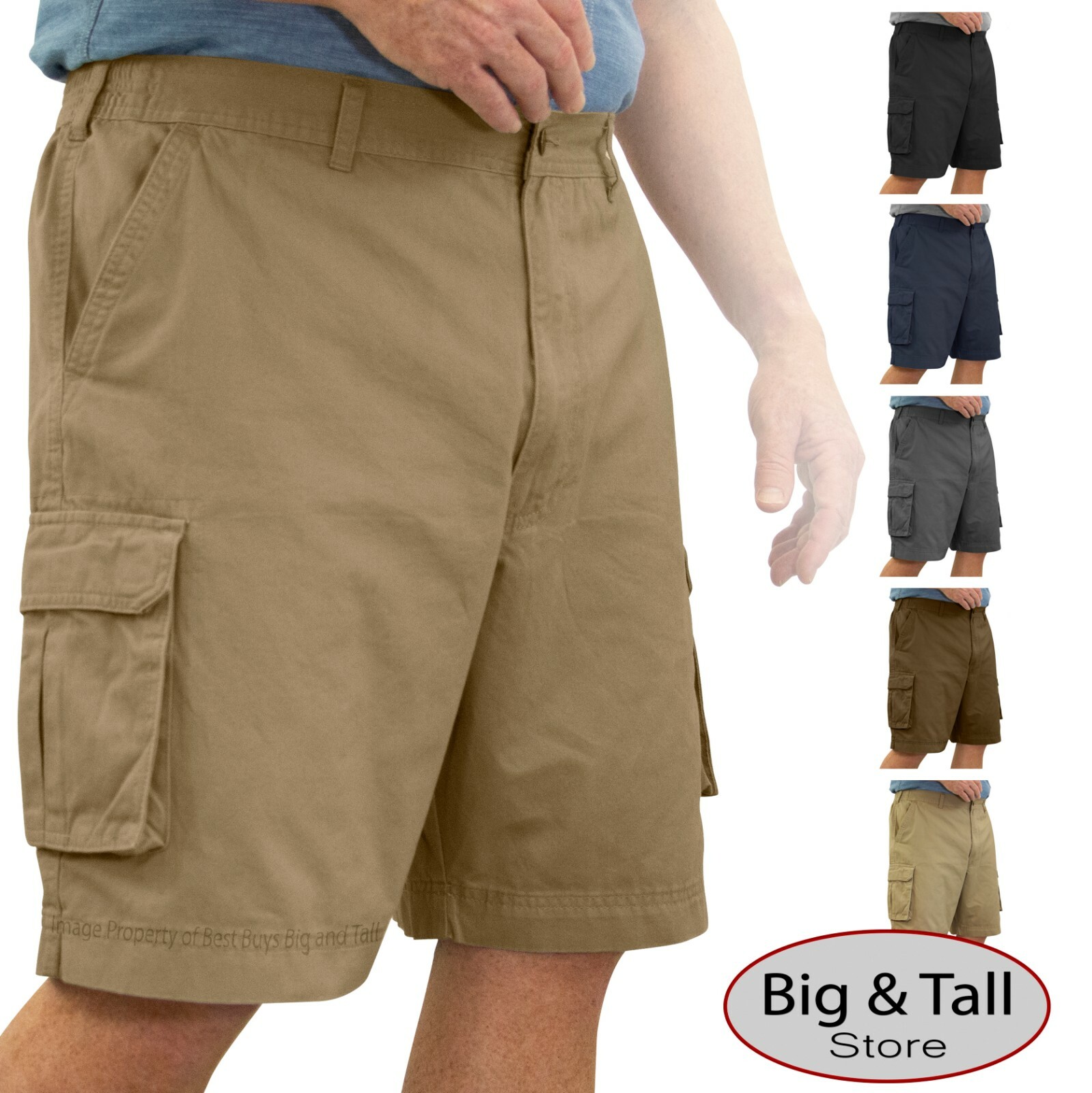 Big & Tall Sizes 46 – 72 Men’s ROCXL Cargo Shorts Expandable Waist