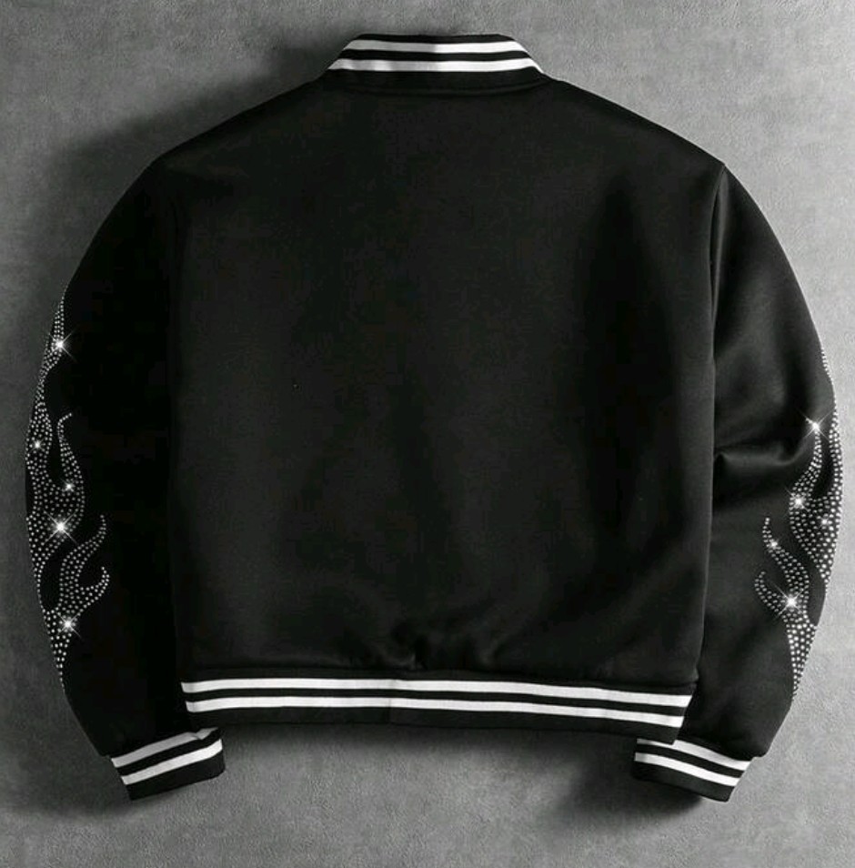 New Men Luxury Diamond Rhinestones Coat High Quality Black Jacket
