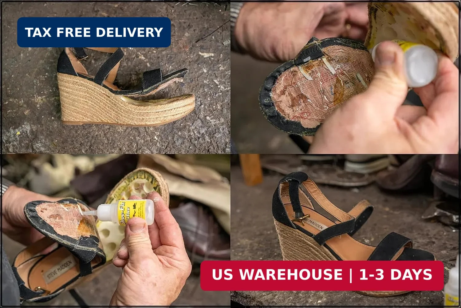Shoe-Fix Glue Professional Grade Repair Adhesive for All Footwear Instant Bond,