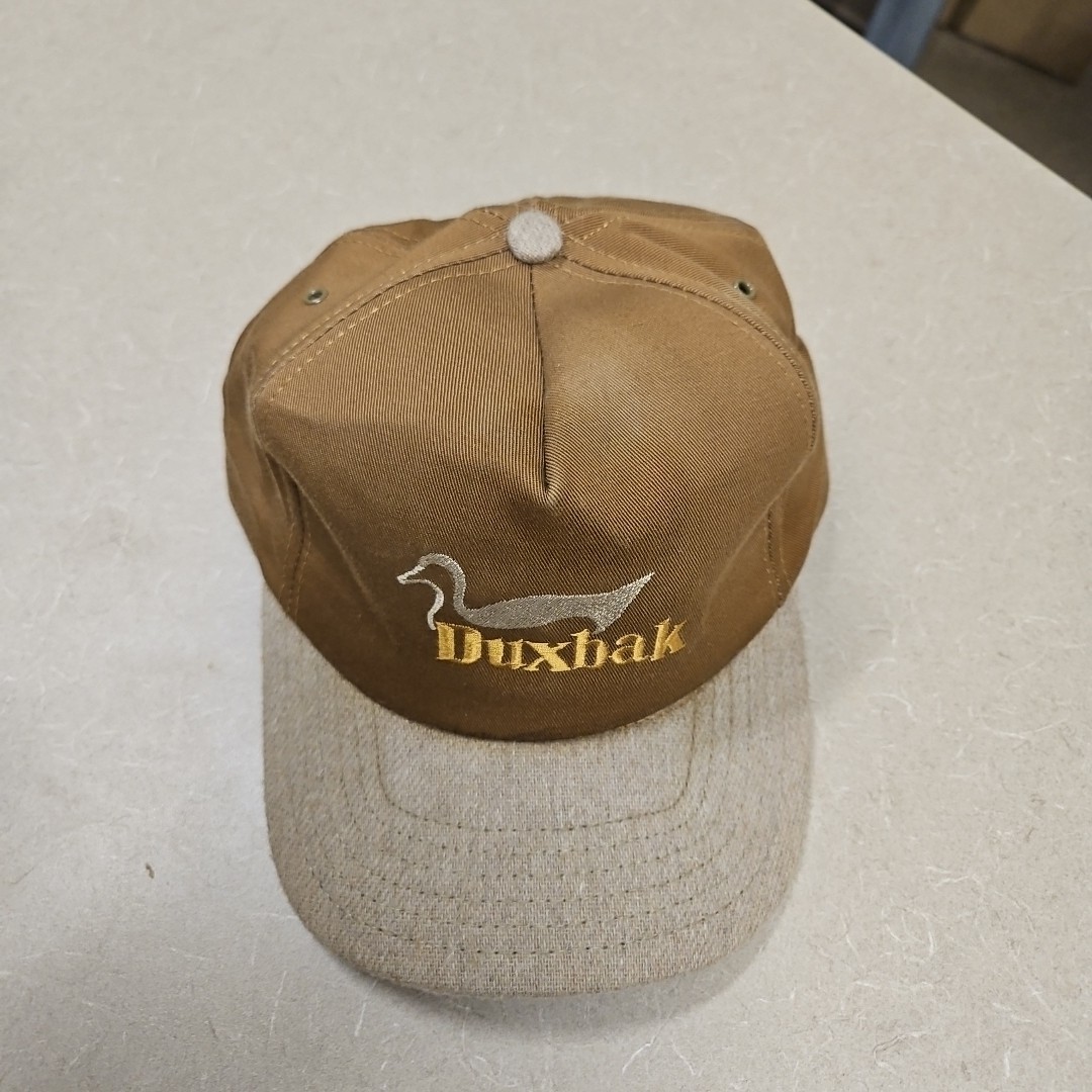 Duxbak Vintage 90’s canvas embroidered logo snapback hat cap 2tone brown USA