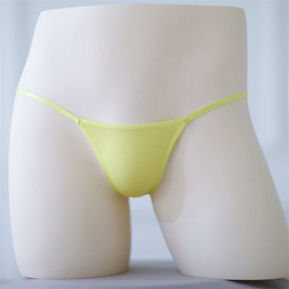 Sexy Mens T-Back G-string Thong Bikini Underwear Sheer Pouch Ice Silk Thongs