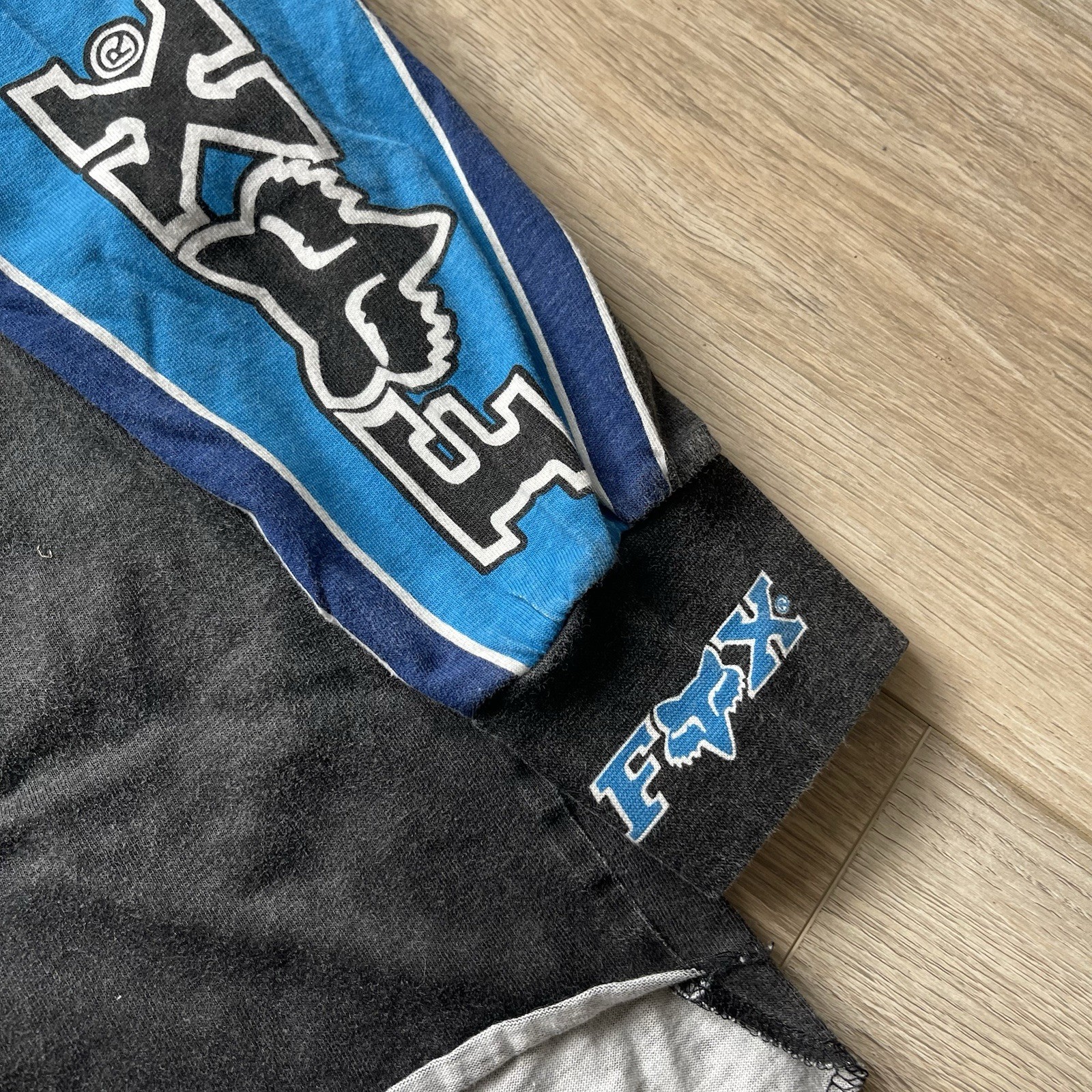 VTG 90s Fox Racing RS Single Stitch AOP Graphic Racing Mock Neck Jersey Sz XL