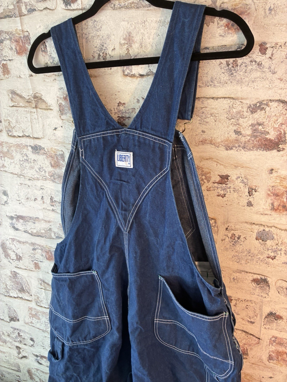 LIBERTY Overalls Men 44X22 Blue Jeans Carpenter Denim Bibs Farm Jorts shortalls