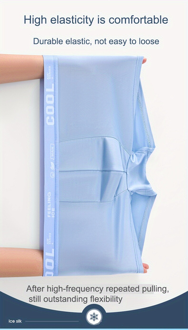 4pcs Men’s Ice Silk Cool Underwear, Sexy Ultra-thin Antibacterial Boxers Briefs