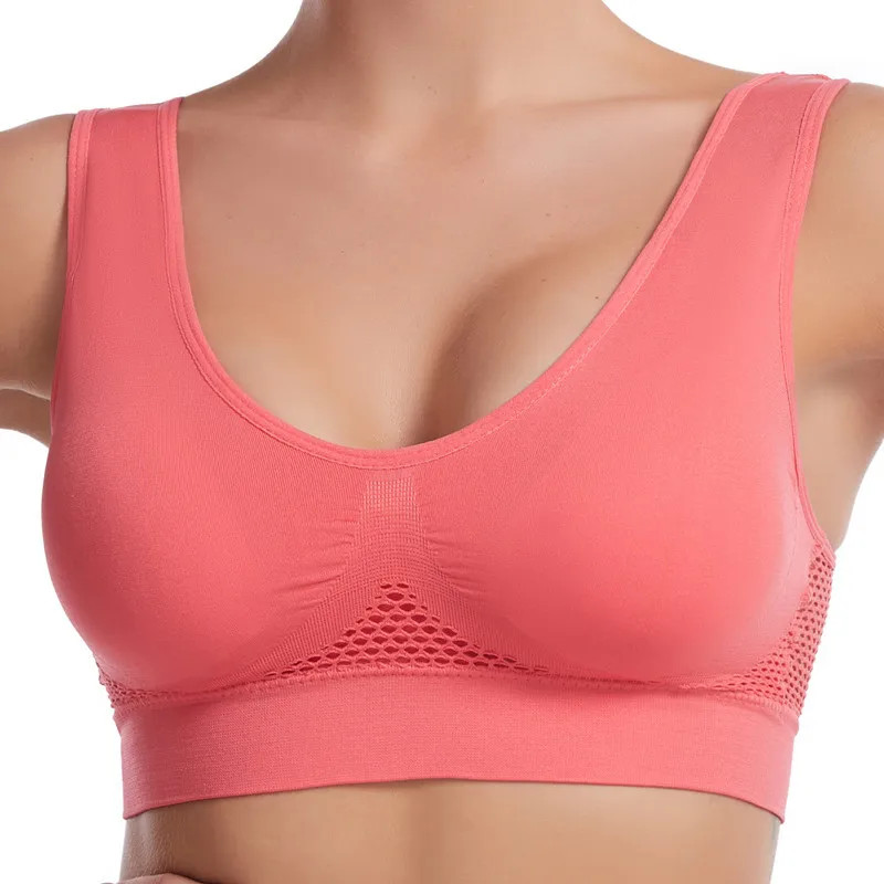 Plus Size Sports Bra Air Hole Wireless Shockproof Yoga Running Vest Women