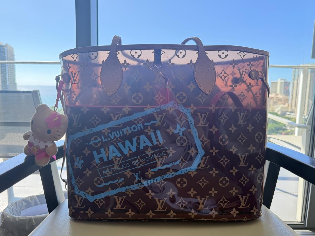 Louis Vuitton Hawaii Neverfull GM PVC Monogram Blue Towel Shoulder Bag Tote LTD