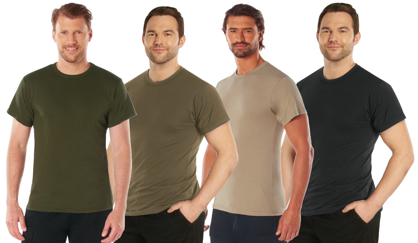 Polyester Cotton Blend Military Solid Color T-Shirts Tees Tee Shirts