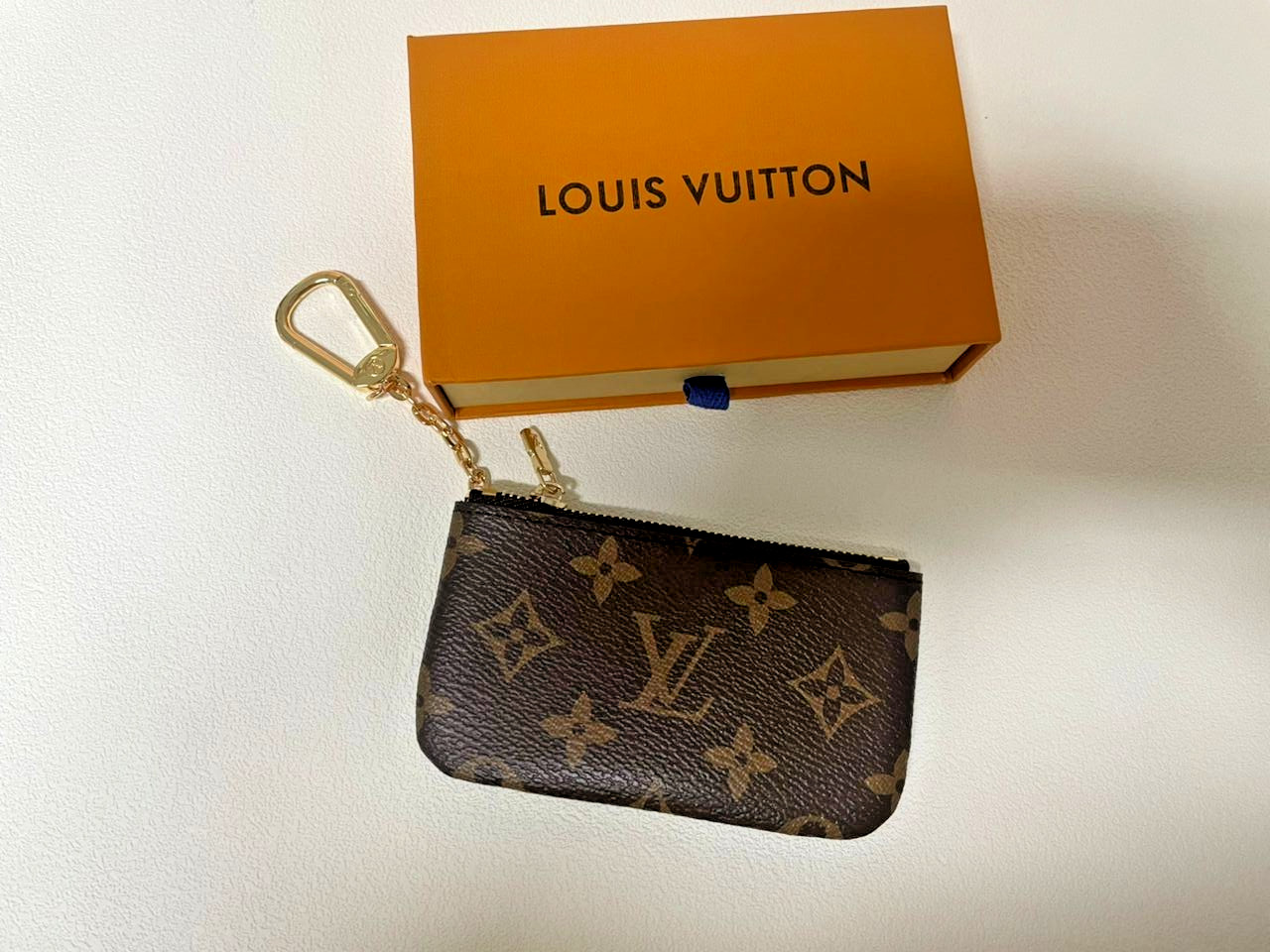 Authentic Louis Vuitton Monogram Key Pouch Pochette Cles Coin Purse