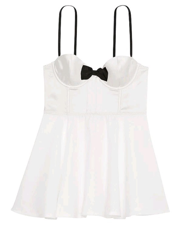Victoria’s Secret Silk Tuxedo Babydoll Slip Dress XL Sheer Coquette Balletcore