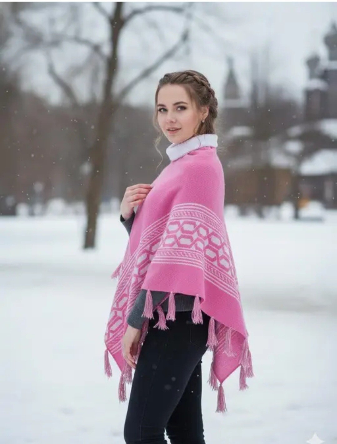 Women Knitted Poncho Very Elegent Stylish. Very Cozy For Winter Wear. Free Size.