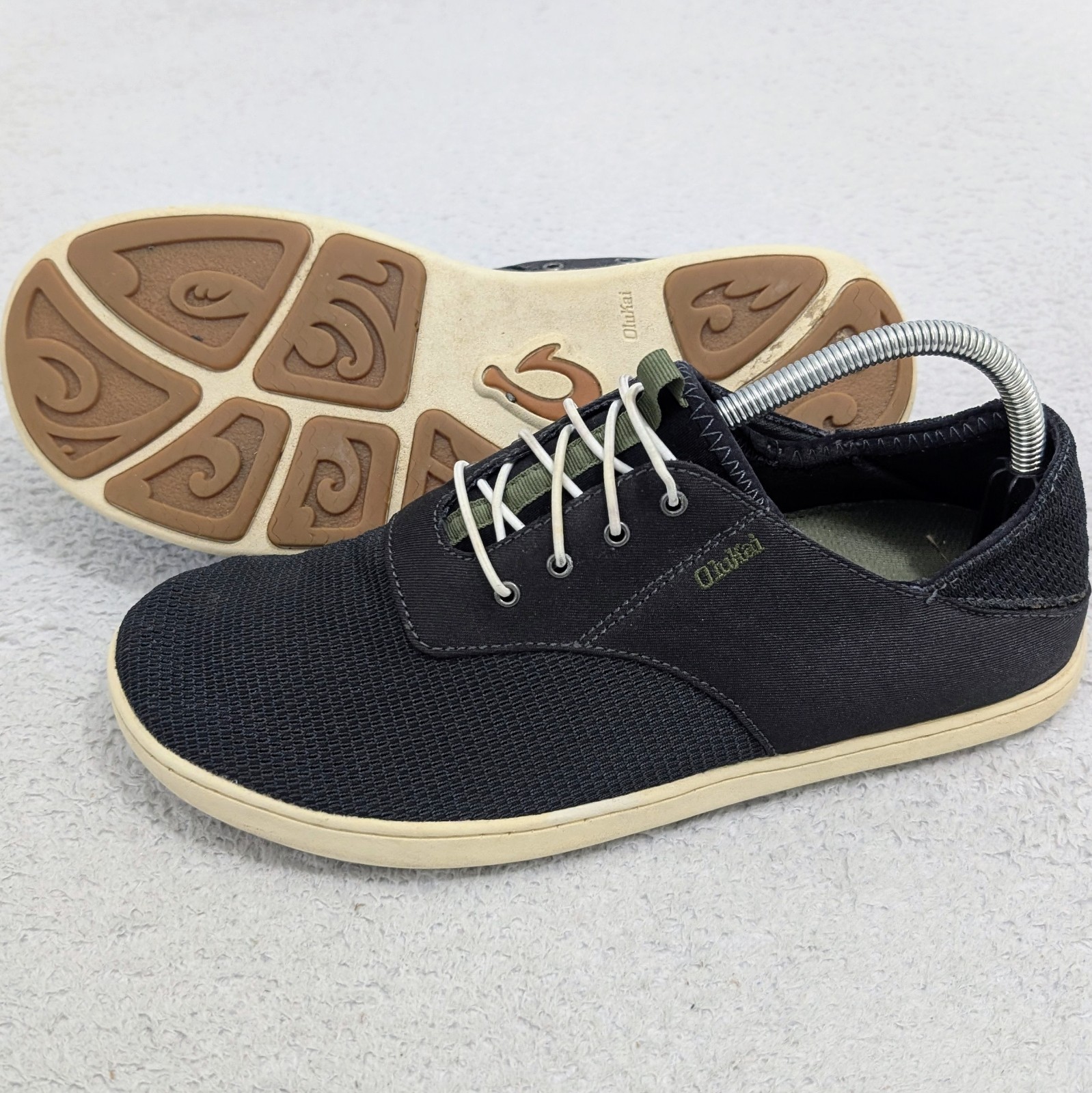Olukai Mens 9 Blue Nohea Moku No Tie Casual Boat Shoes Slip on canvas Excellent