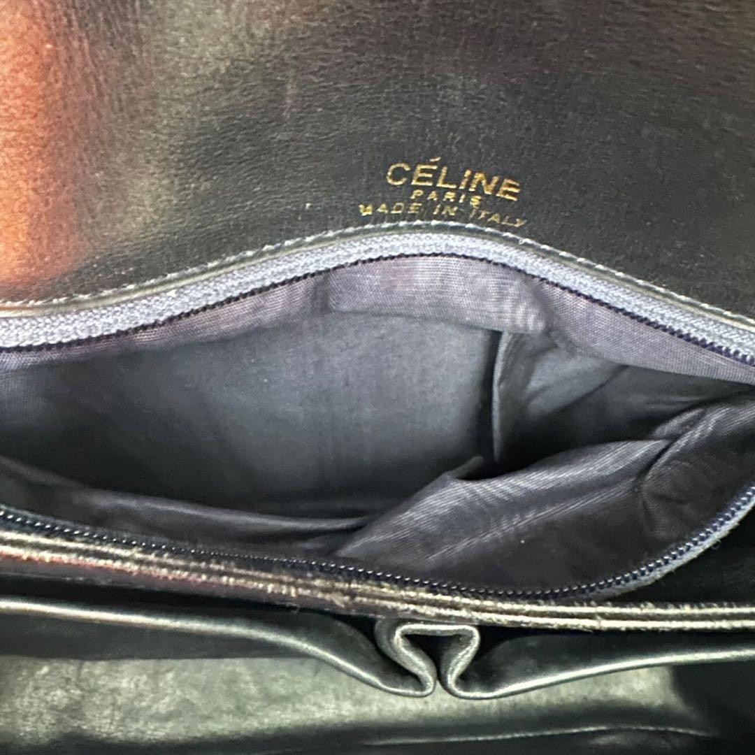 CELINE Horse Carriage Women’s Shoulder Bag Leather Navy Gold Hardware USED JAPAN
