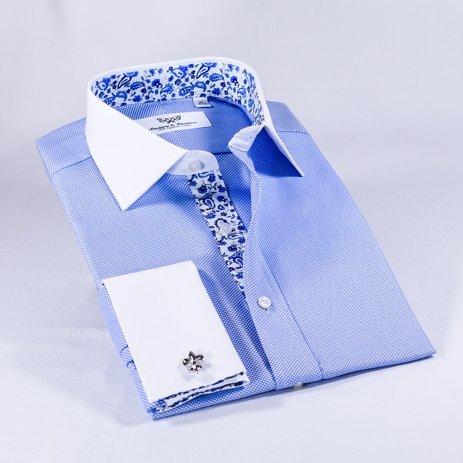 Light Blue Oxford Formal Business With Romantic Inner Lining Professional Dress
