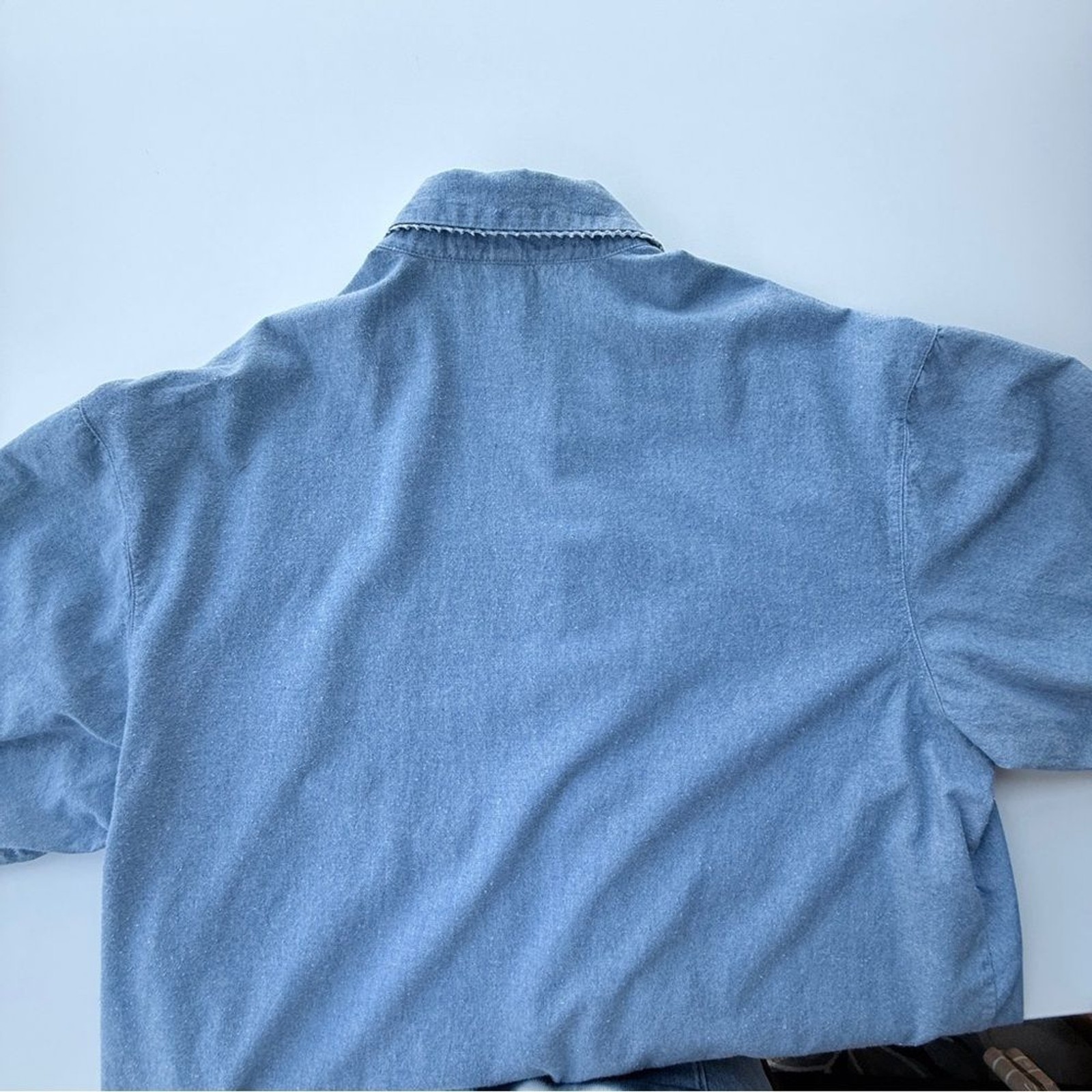 GUESS Georges Marciano 90s Chambray Western Pearl Button Shirt Embroidered Yoke