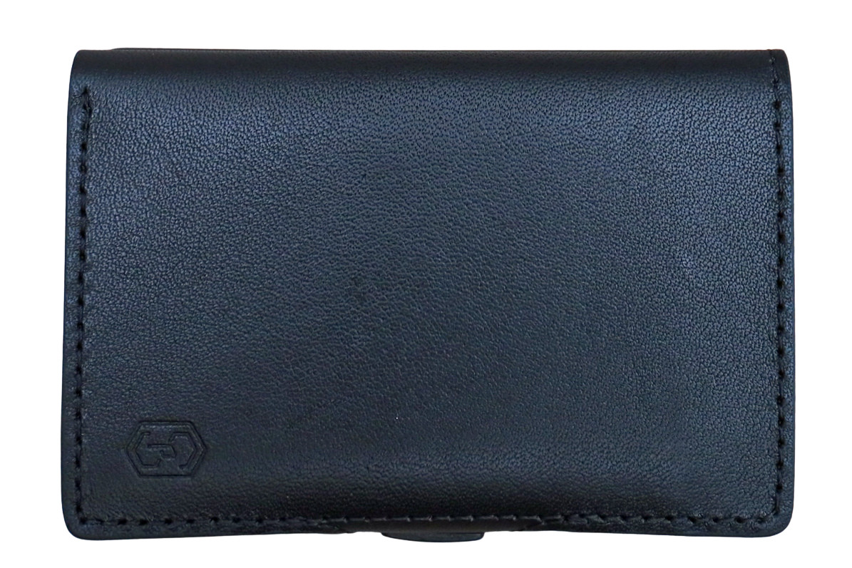 RFID Blocking Slim Solid Leather Aluminum Wallet – ZNAP by slimpuro (Black)